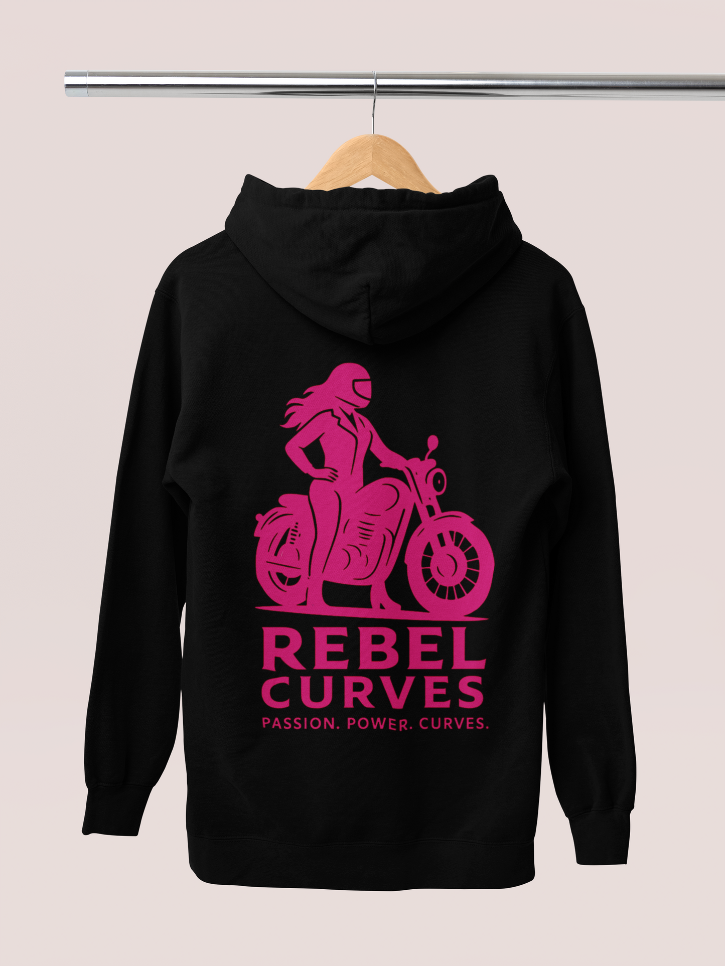 Rebel Curves Casual Hoodie Black & Pink