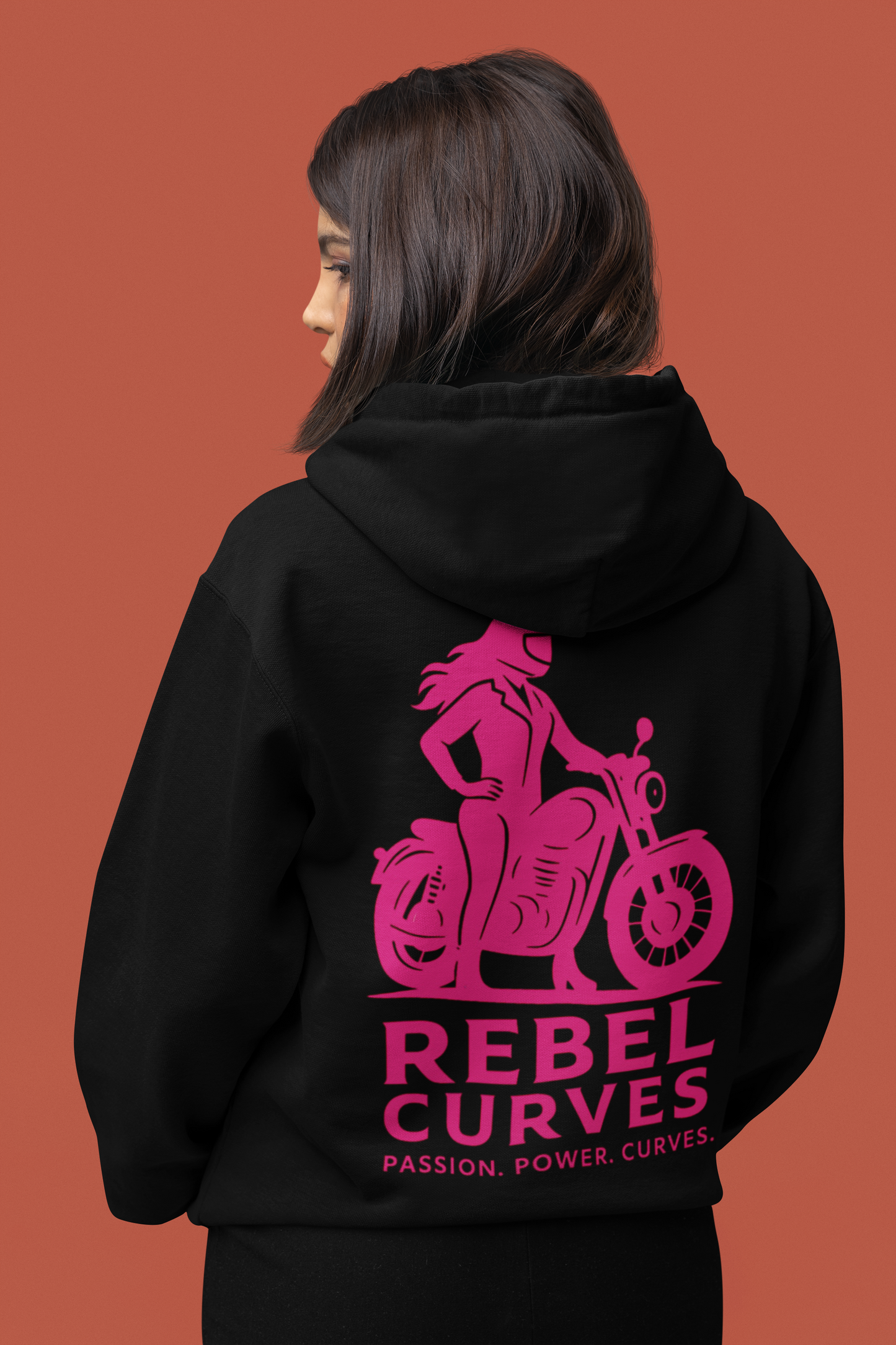 Rebel Curves Casual Hoodie Black & Pink