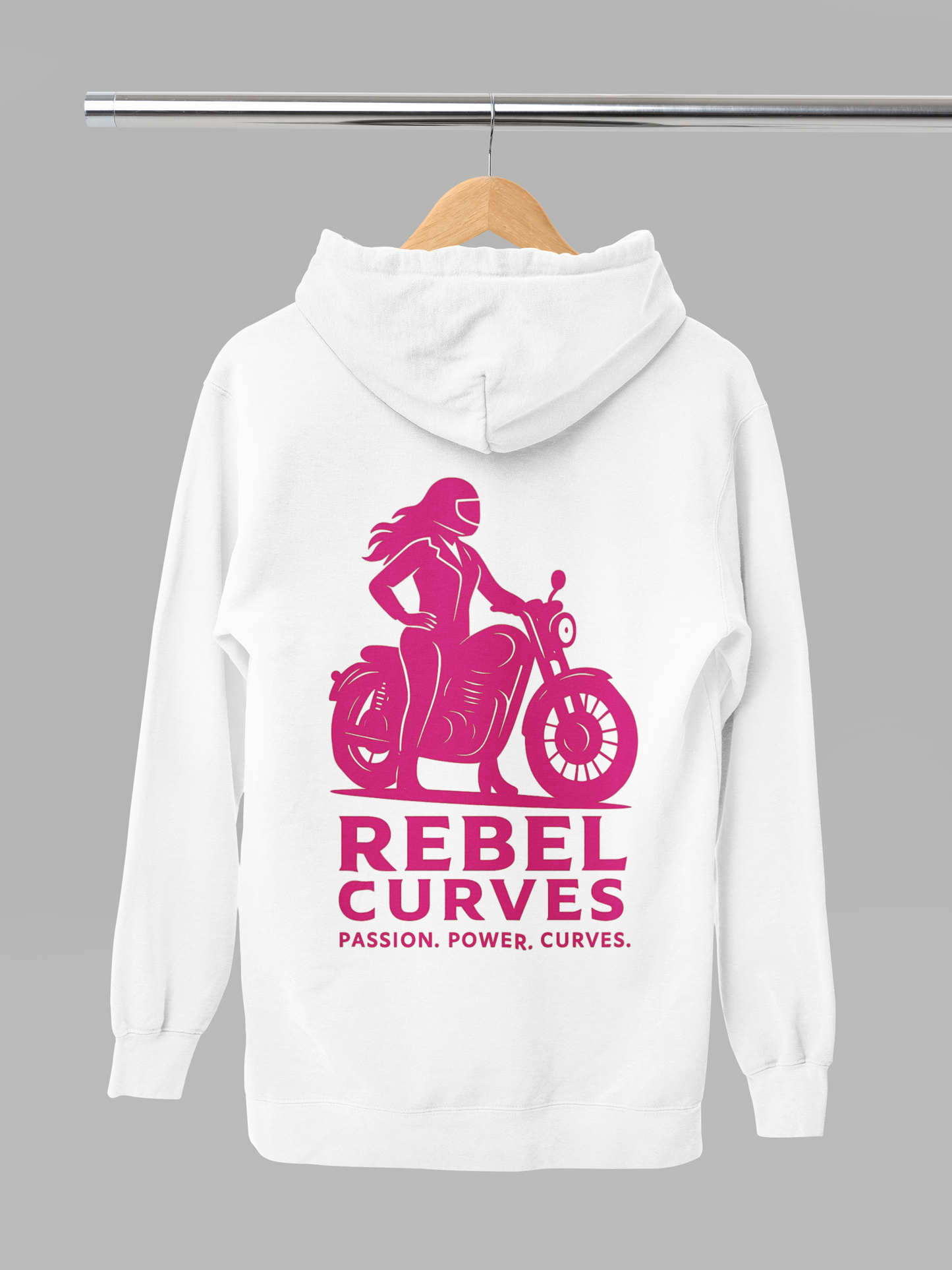 Rebel Curves Casual Hoodie White & Pink