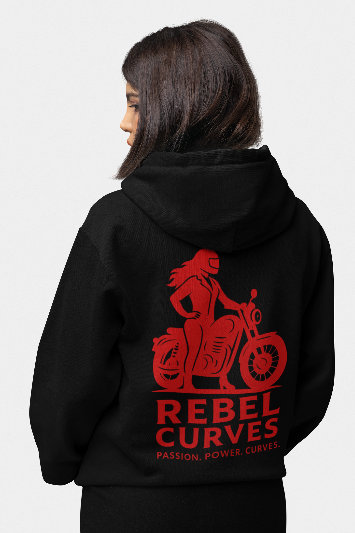 Rebel Curves Casual Hoodie Black & Red