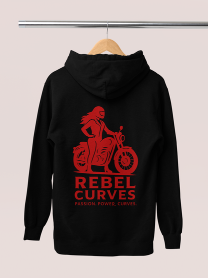Rebel Curves Casual Hoodie Black & Red