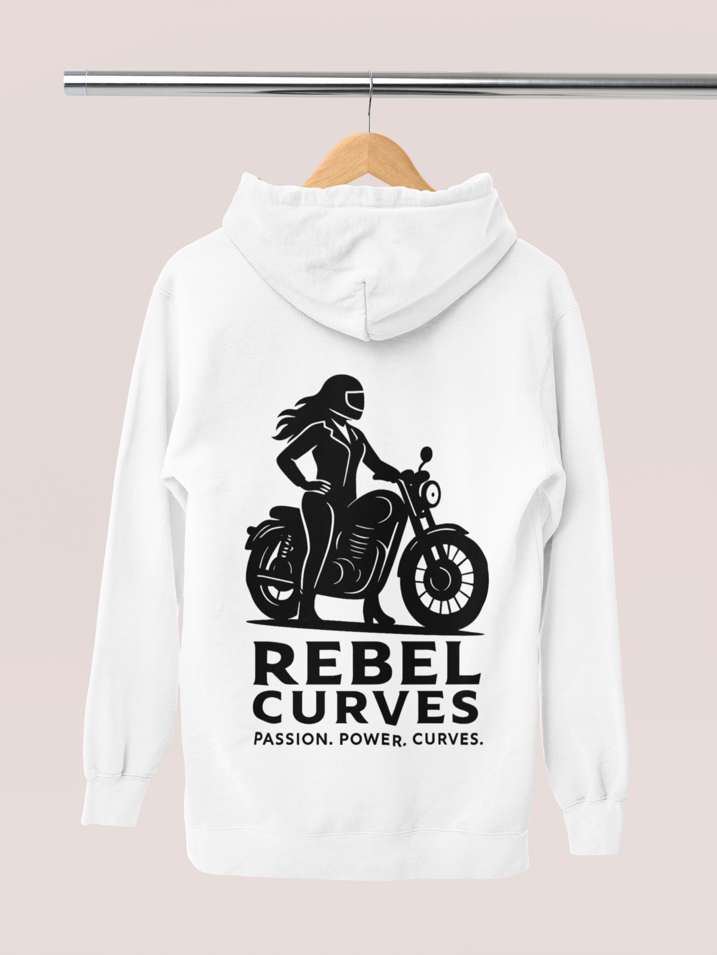 Rebel Curves Casual Hoodie White & Black