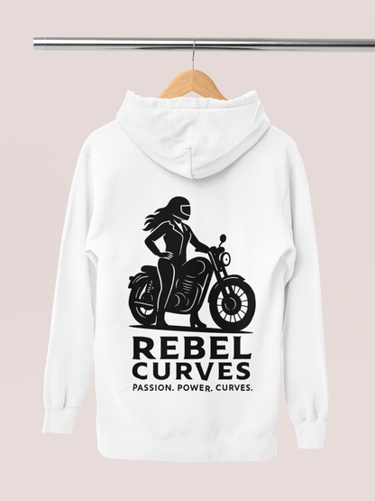 Rebel Curves Casual Hoodie White & Black