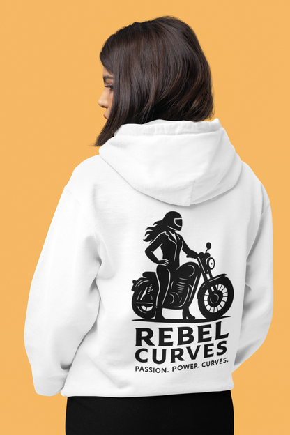 Rebel Curves Casual Hoodie White & Black