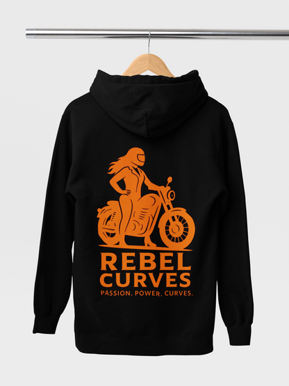 Rebel Curves Casual Hoodie Black & Orange