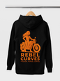 Rebel Curves Casual Hoodie Black & Orange