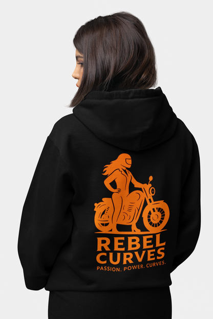Rebel Curves Casual Hoodie Black & Orange