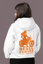 Rebel Curves Casual Hoodie White & Orange