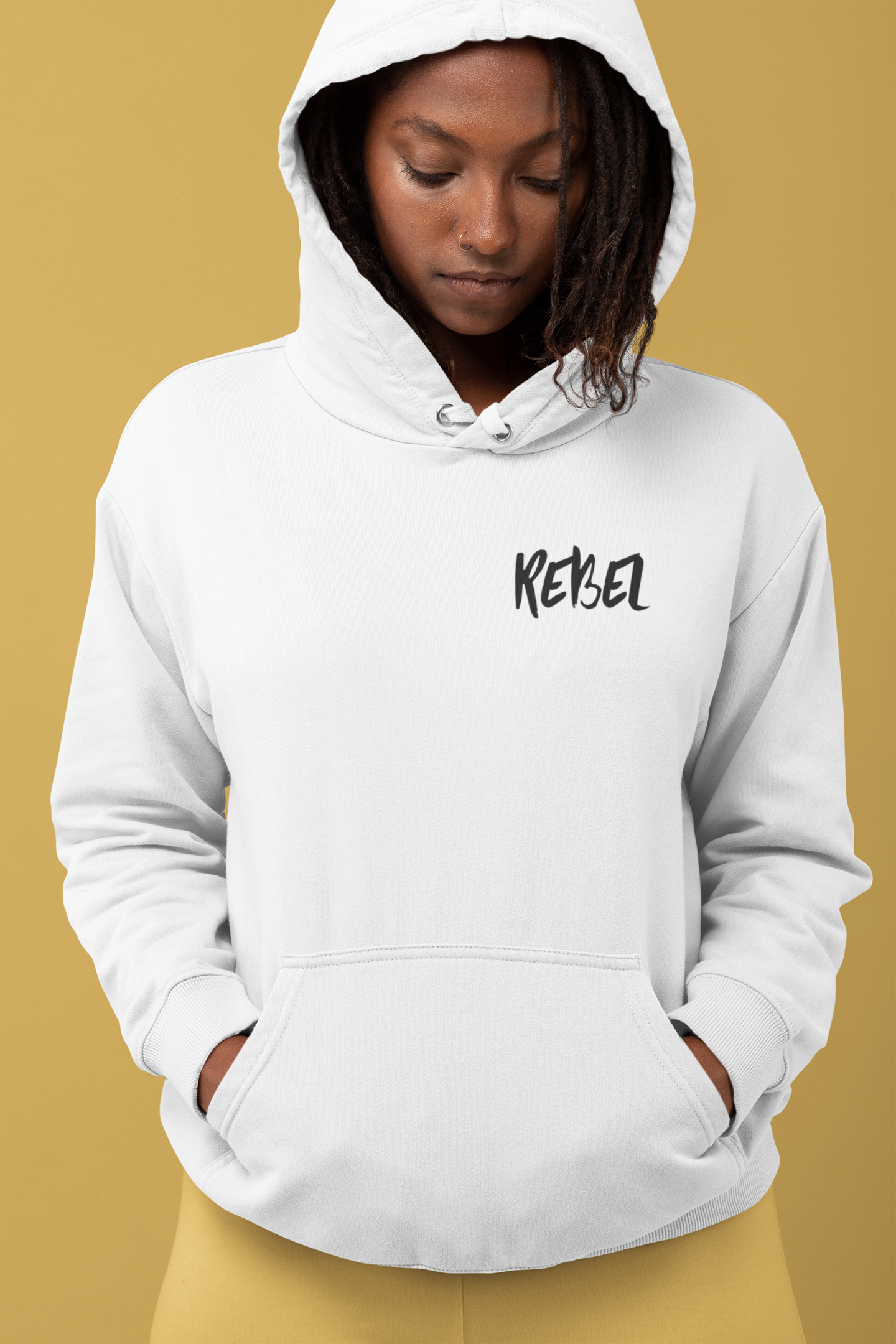 Rebel Curves Casual Hoodie White & Black
