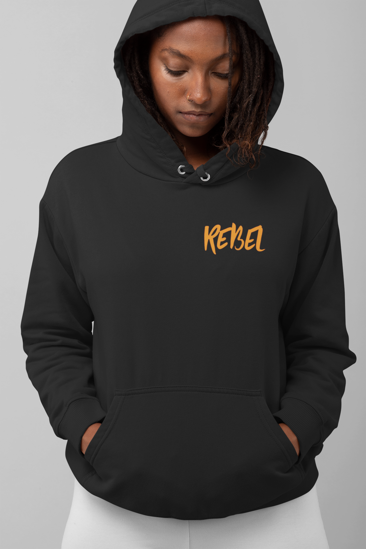 Rebel Curves Casual Hoodie Black & Orange