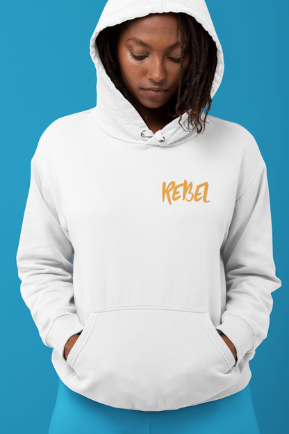Rebel Curves Casual Hoodie White & Orange