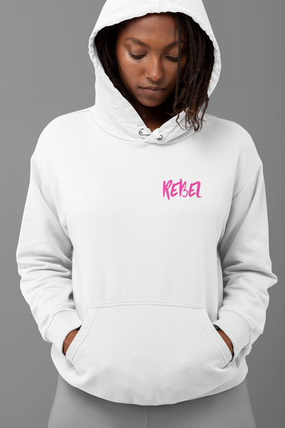 Rebel Curves Casual Hoodie White & Pink