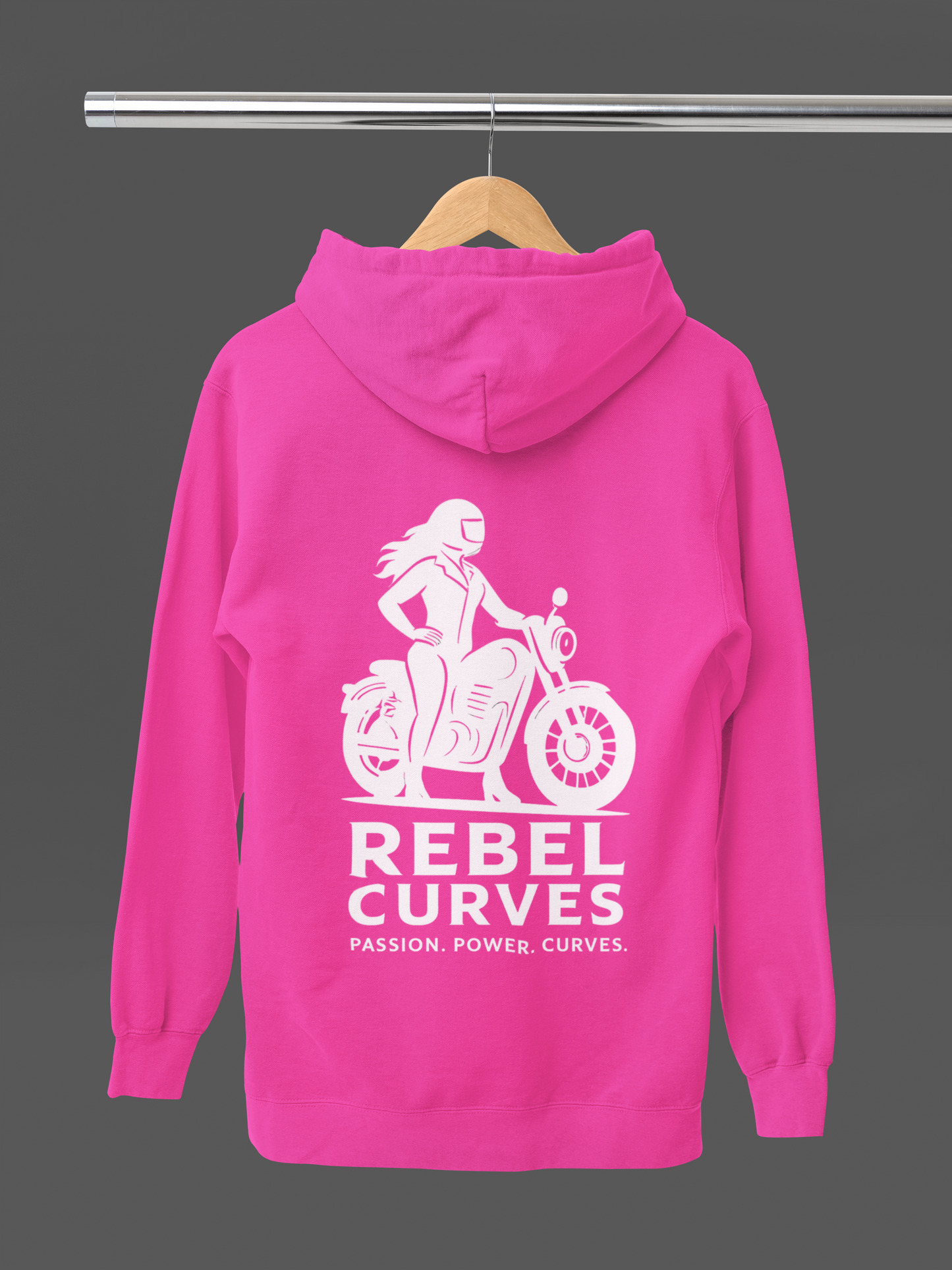 Rebel Curves Casual Hoodie Pink & White