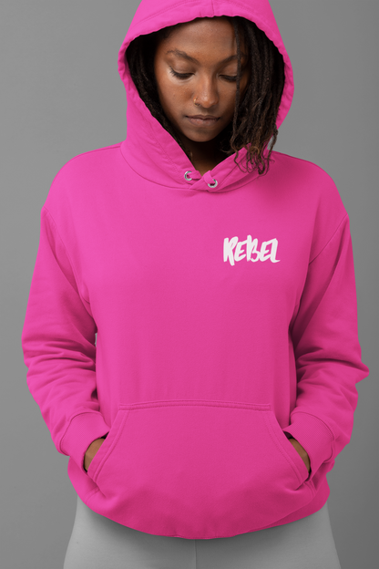 Rebel Curves Casual Hoodie Pink & White