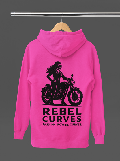 Rebel Curves Casual Hoodie Pink & Black