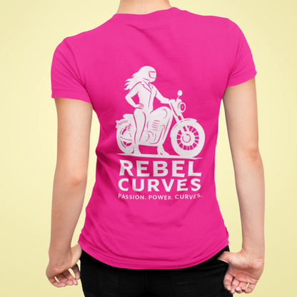 Rebel Curves Rider Tee Pink & White