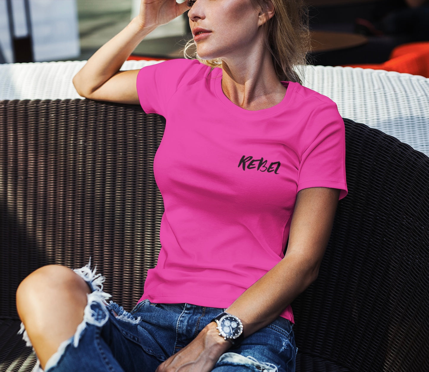Rebel Curves Rider Tee Pink & Black