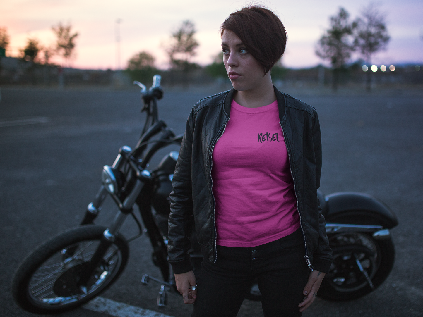 Rebel Curves Rider Tee Pink & Black