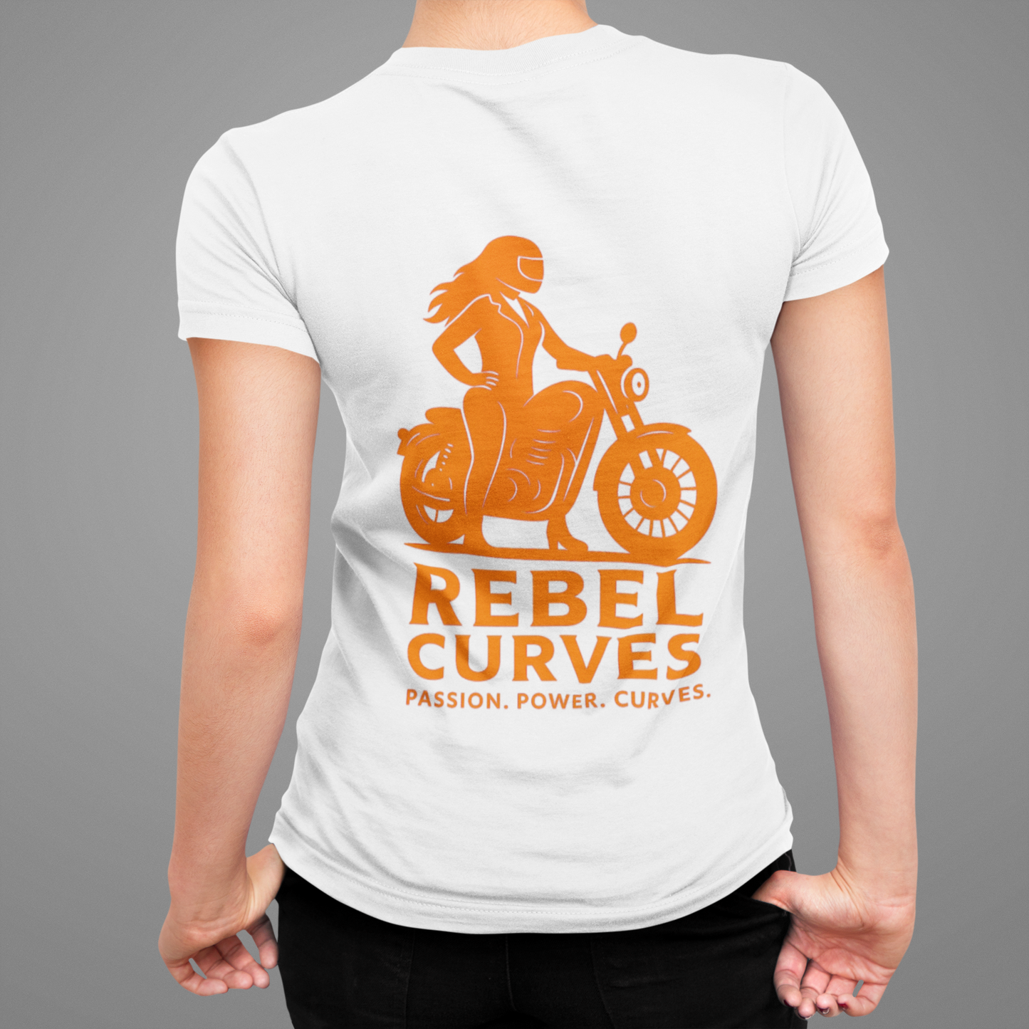 Rebel Curves Rider Tee white & Orange