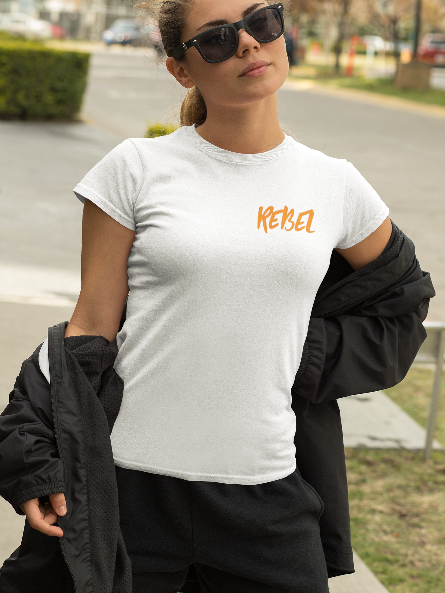 Rebel Curves Rider Tee white & Orange